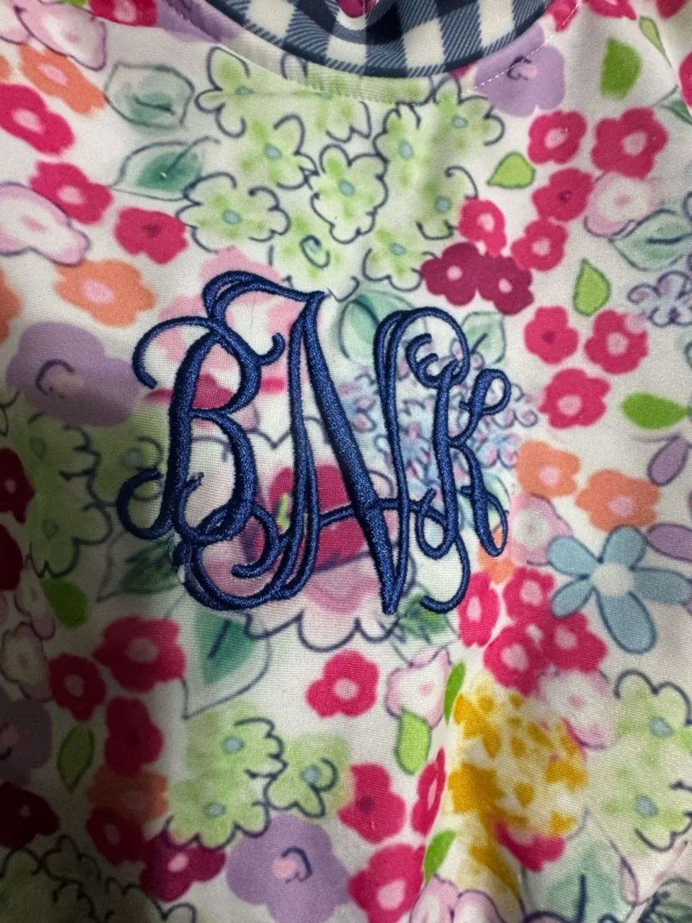 Monogram “bNk” Floral Long-Sleeve One-Piece Swim Suit in Multicolor